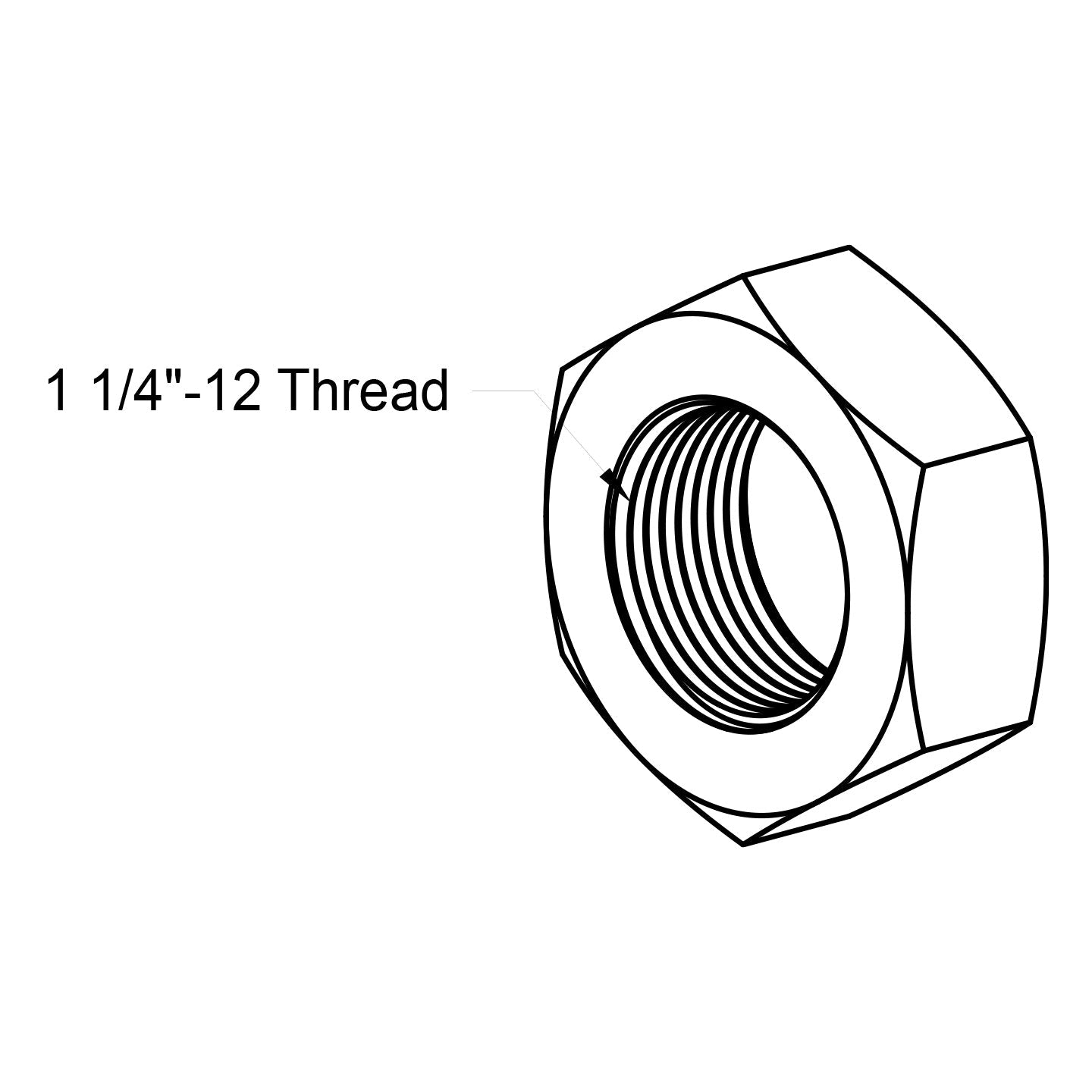 1-1/4" Jam Nut - 12 TPI - Carbon Steel