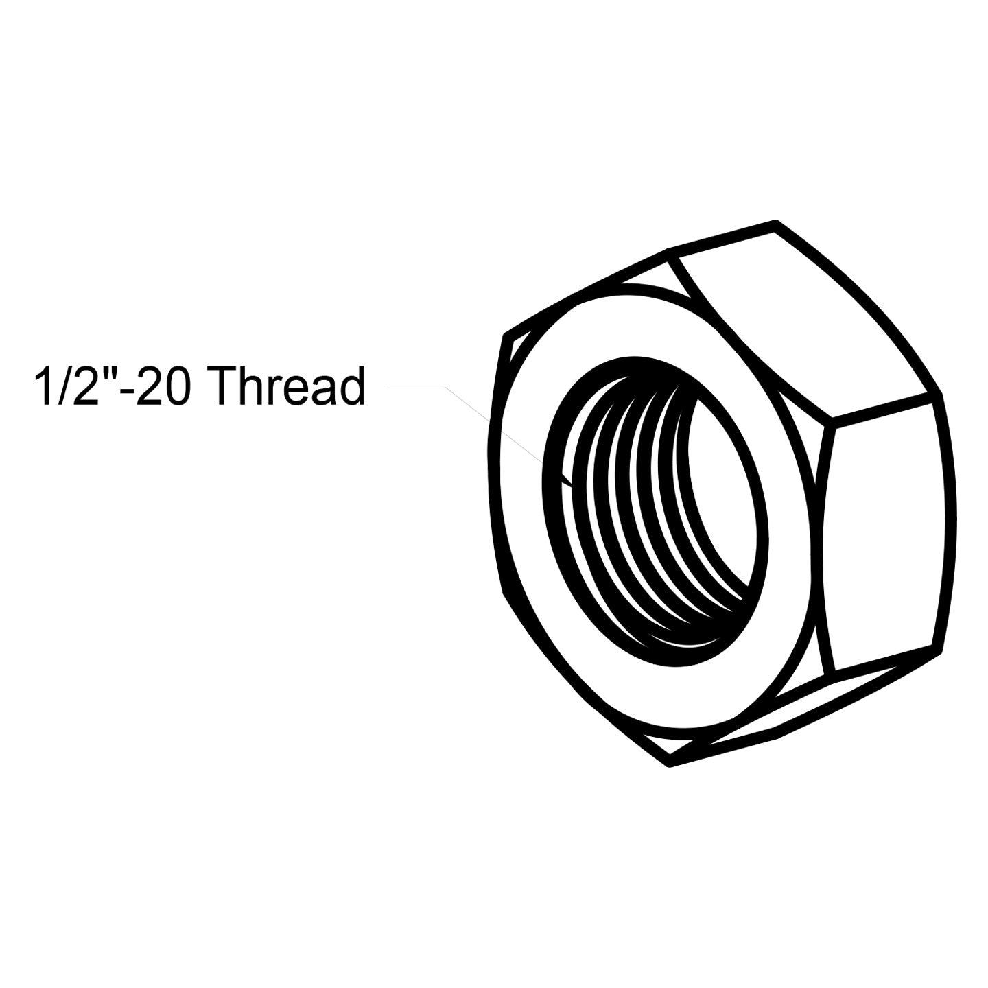 1/2" Jam Nut (20 TPI) - Carbon Steel